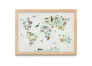 World Map Nursery Print A3 Mint